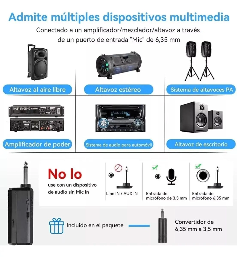 MICROFONO INALAMBRICO KARAOKE DOBLE COLOR GRIS - 4