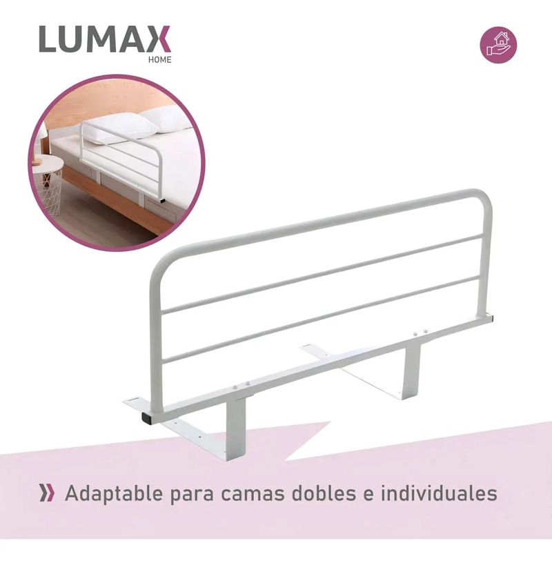 BARANDA LATERAL CAMA CUIDADO ADULTO MAYOR BLANCO - 4