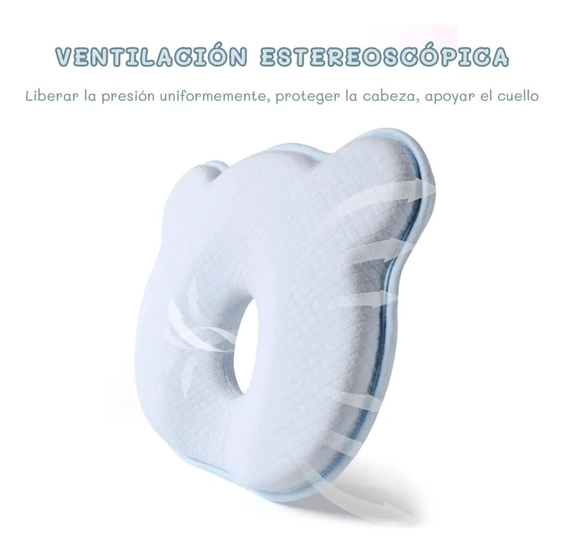 ALMOHADA ANTIPLAGIOCEFALIA MEMORY FOAM ROSA BEBE - 3