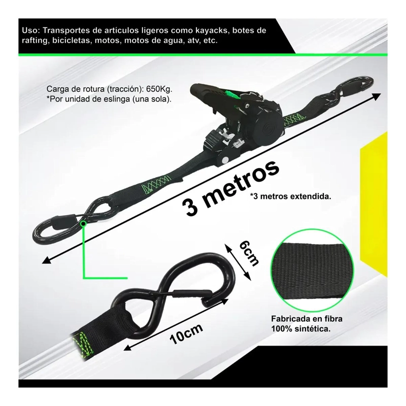 ESLINGAS RETRACTILES PARA MOTO Y BICICLETA - 3