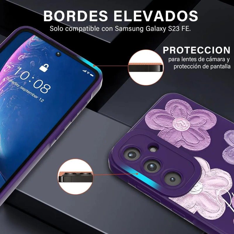 CARCASA PURPURA CON FLORES PARA SAMSUNG GALAXY S23 FE - 2