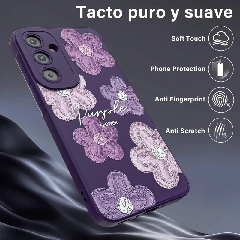 CARCASA PURPURA CON FLORES PARA SAMSUNG GALAXY S23 FE - 3
