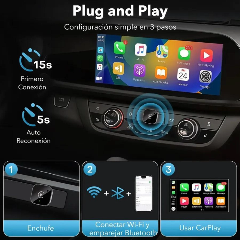 ADAPTADOR 2 EN 1 CARPLAY Y ANDROID AUTO - 5