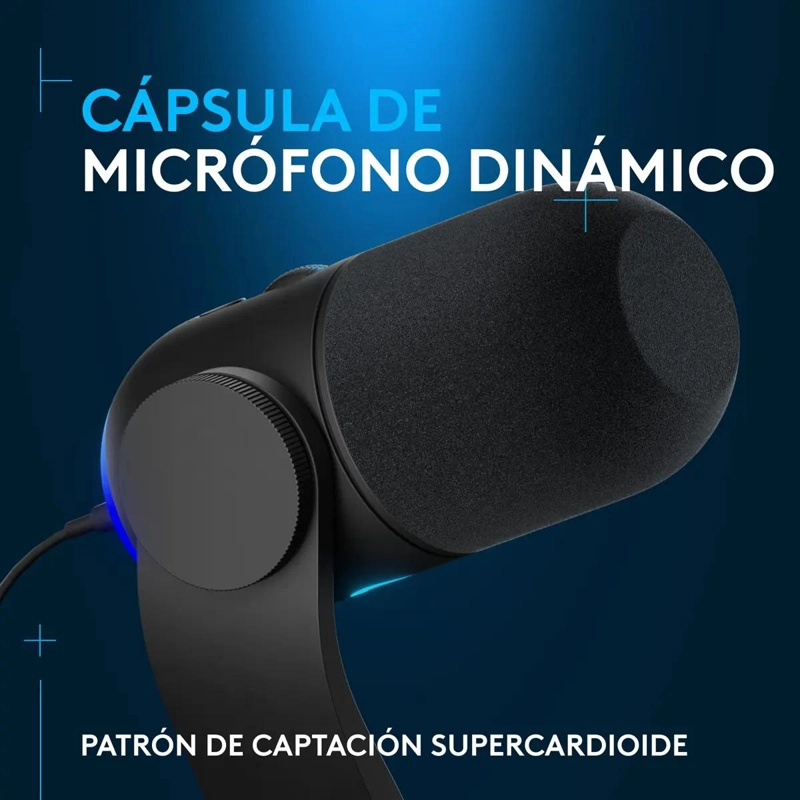 MICROFONO DINAMICO RGB CON LIGHTSYNC COLOR NEGRO - 2