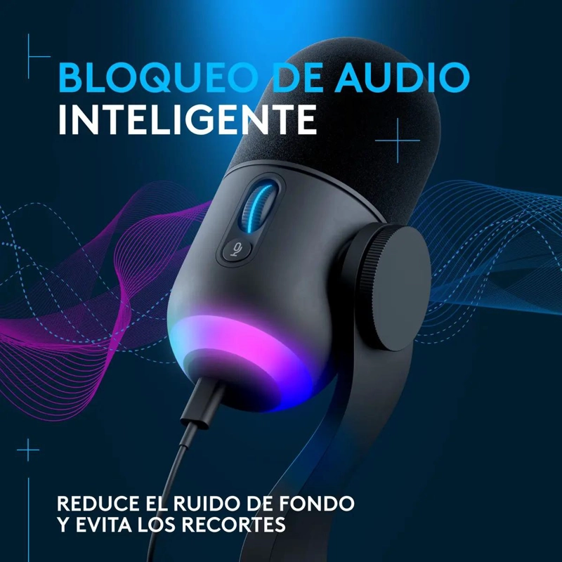 MICROFONO DINAMICO RGB CON LIGHTSYNC COLOR NEGRO - 5