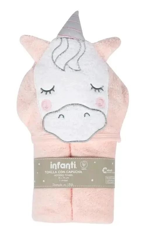 TOALLA CON CAPUCHA PARA BEBE  UNICORNIO - 1