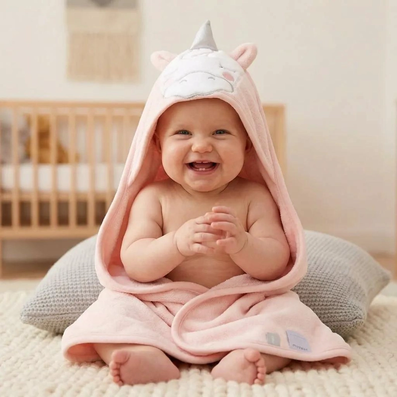 TOALLA CON CAPUCHA PARA BEBE  UNICORNIO - 2