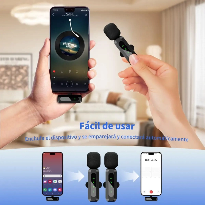 MICROFONO LAVALIER INALAMBRICO PARA DISPOSITIVOS MOVILES - 3