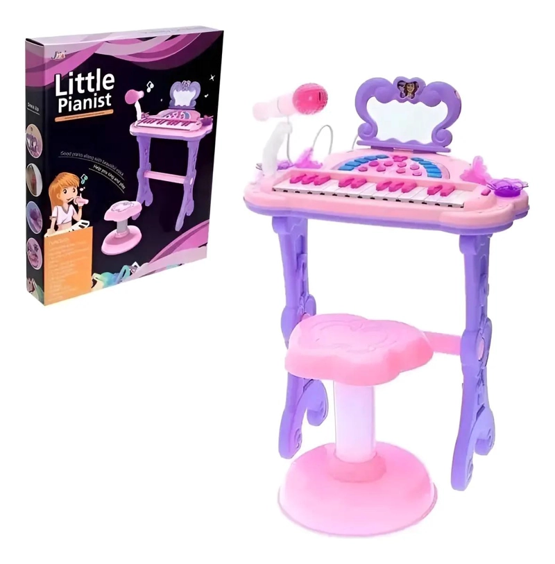 PIANO INFANTIL ROSADO CON MICROFONO Y USB - 1
