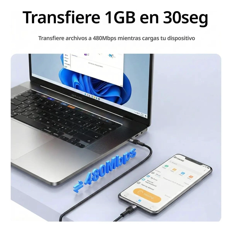 CABLE USB TIPO C A USB C 1.2M 240W - 5