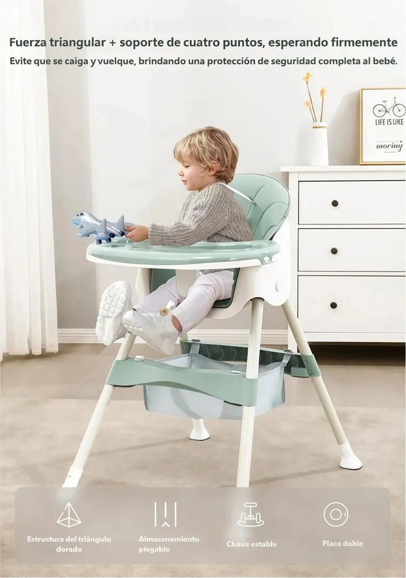 SILLA DE COMER RECLINABLE AJUSTABLE PLEGABLE - 2