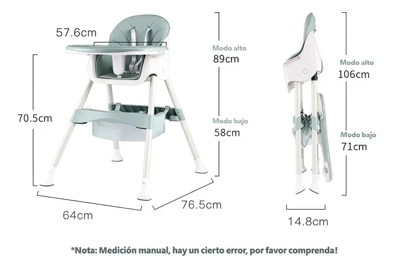 SILLA DE COMER RECLINABLE AJUSTABLE PLEGABLE - 3
