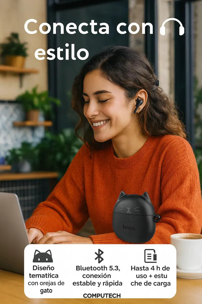 AUDIFONOS INALAMBRICOS CON FUNDA DE GATO - 2