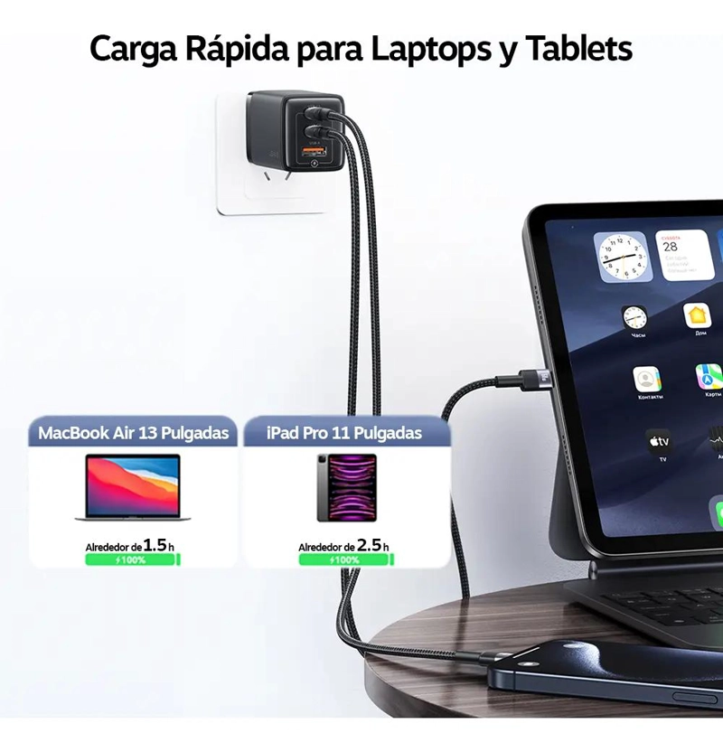 CABLE USB TIPO C A USB C 60W 1.2M TRENZADO - 4