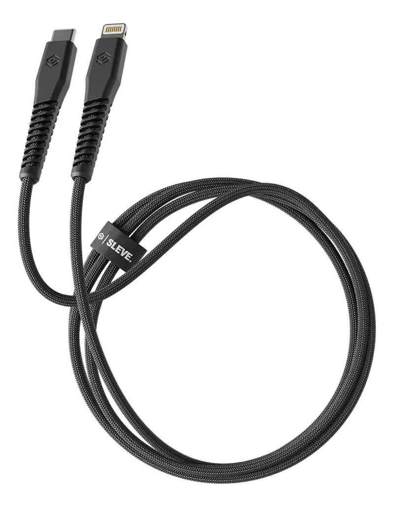 CABLE CARGADOR USB TIPO C A LIGHTNING NEGRO - 1