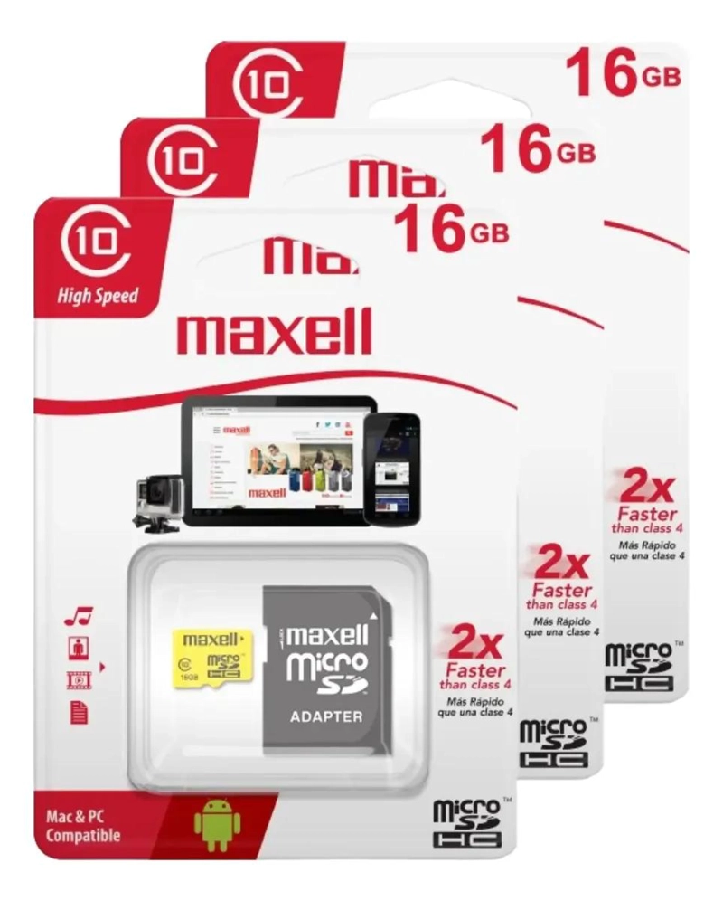 PACK 3 TARJETAS MICRO SD 16GB CLASE 10 - 1