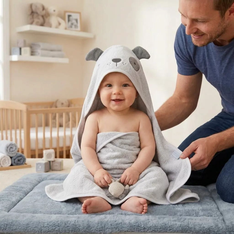 TOALLA CON CAPUCHA PARA BEBE  DISEÑO PERRO - 3