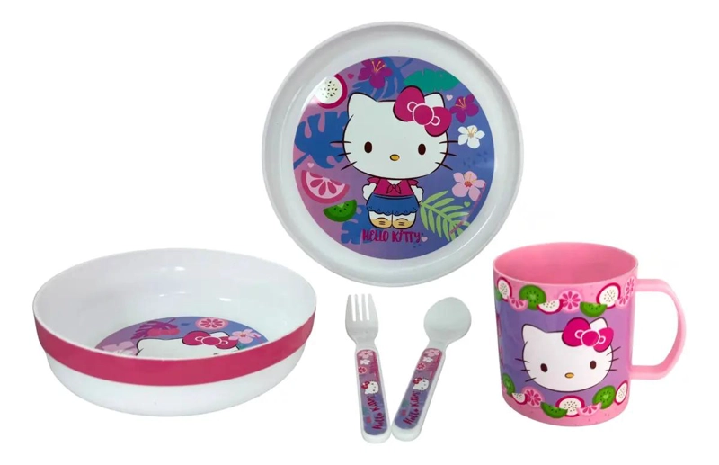 SET DE ALIMENTACION HELLO KITTY CON PLATO Y TAZA - 1