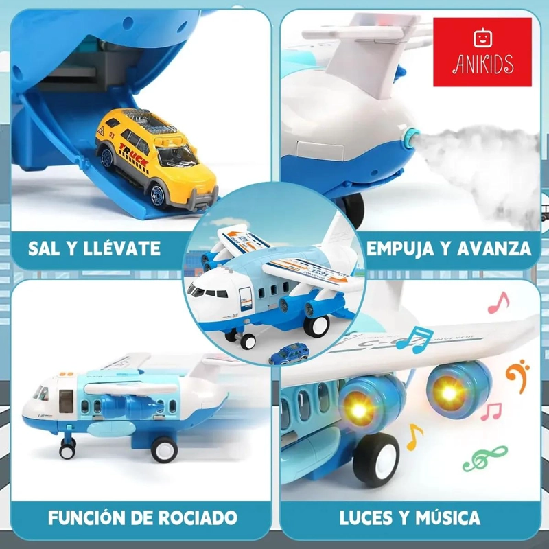 AVION TRANSPORTADOR CON 6 AUTOS Y SONIDO - 3