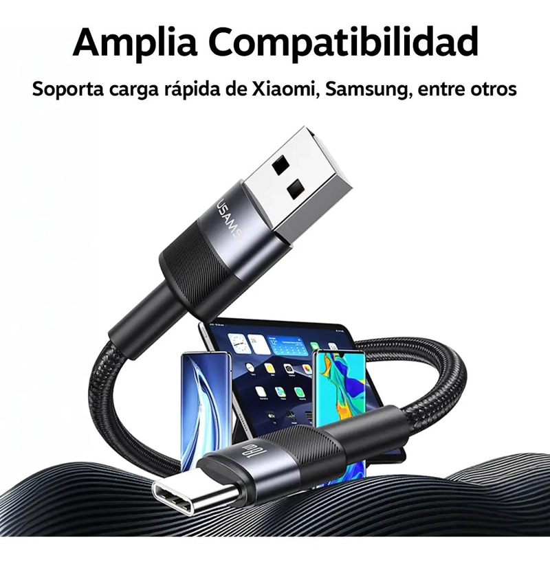 CABLE USB TIPO C A USB 3A 1,2 METROS NEGRO - 2