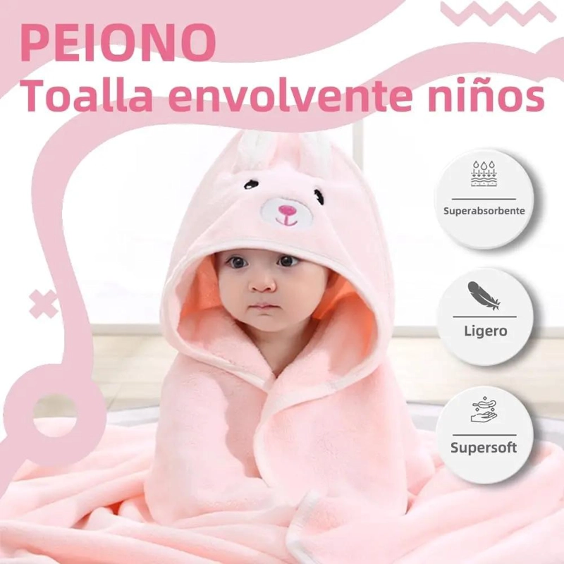 TOALLAS DE BAÑO DE ALGODON CON CAPUCHA PARA NIÑOS - 2