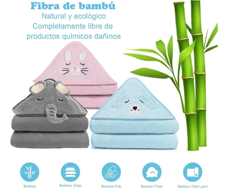 TOALLAS DE BAÑO DE ALGODON CON CAPUCHA PARA NIÑOS - 3