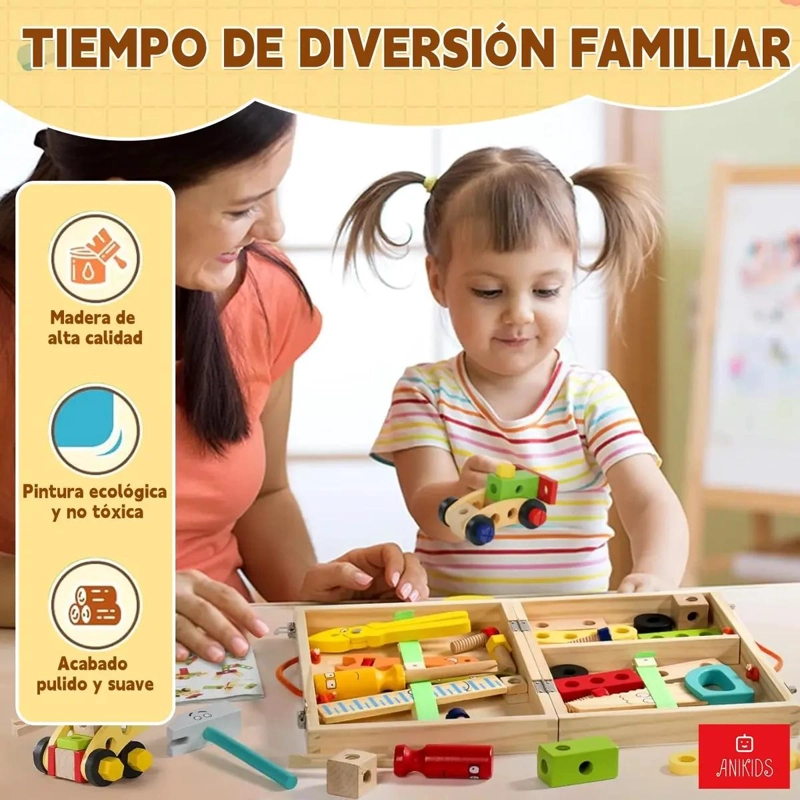 CAJA DE HERRAMIENTAS DE MADERA JUGUETE EDUCATIVO - 3