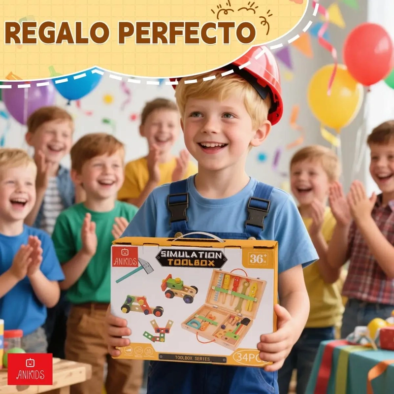 CAJA DE HERRAMIENTAS DE MADERA JUGUETE EDUCATIVO - 4