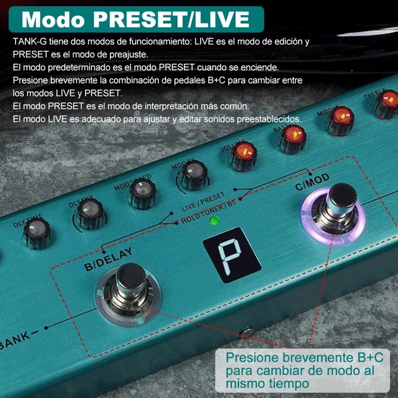 EFECTO DE GUITARRA PORTATIL TANK G PROFESIONAL - 5