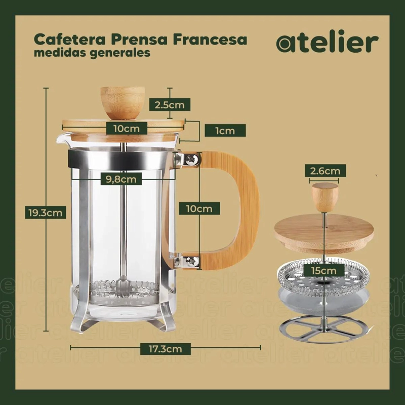 CAFETERA FRANCESA 800ML PRENSA FRANCESA VIDRIO - 2