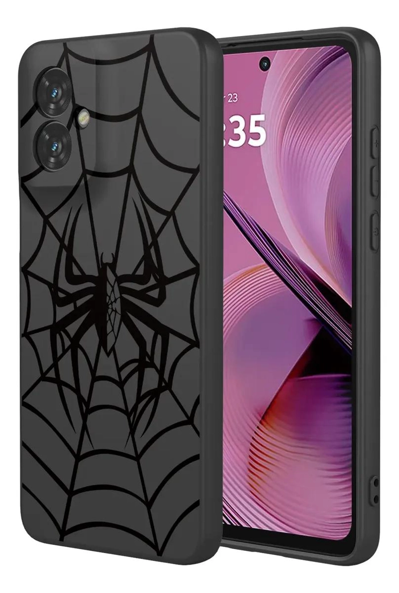 GENÉRICO FUNDA NEGRA PARA MOTOROLA MOTO G55 CON DISEÑO ARAÑA