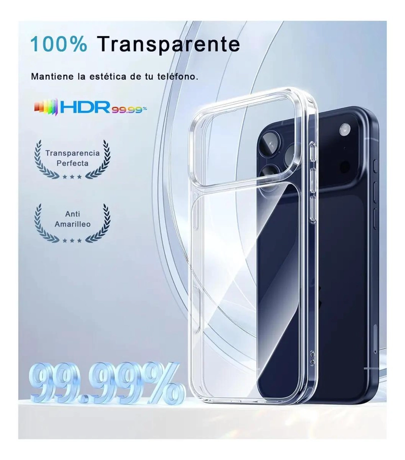 FUNDA REFORZADA DELGADA TRANSPARENTE PARA IPHONE 17 PRO - 2