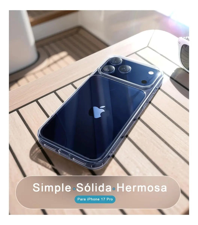 FUNDA REFORZADA DELGADA TRANSPARENTE PARA IPHONE 17 PRO - 5