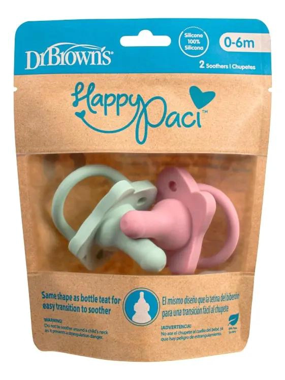 CHUPONES SILICONA HAPPYPACI 0-6 MESES ROSA VERDE - 5