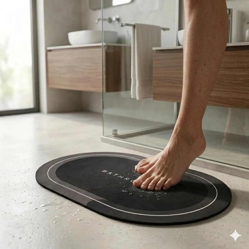 ALFOMBRA DE BAÑO OVALADA ANTIDESLIZANTE ABSORBENTE - 1