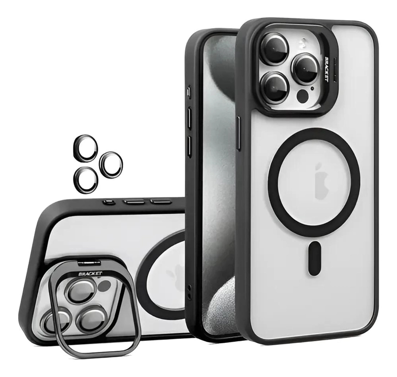 GENÉRICO FUNDA PARA IPHONE 16 CON SOPORTE Y PROTECTOR DE LENTES