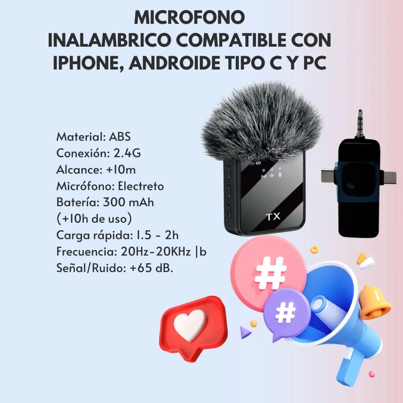 KIT MICROFONO INALAMBRICO PARA DISPOSITIVOS MOVILES - 2