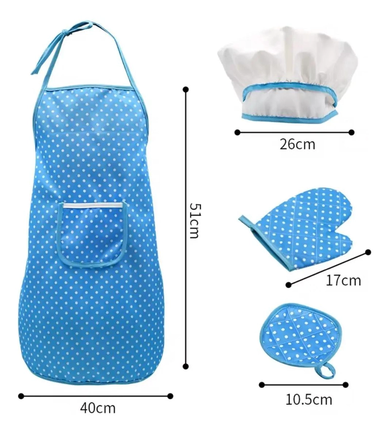 SET DE REPOSTERIA Y COCINA CON DELANTAL PARA NIÑOS - 2