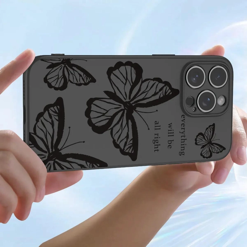 FUNDA NEGRA CON MARIPOSA PARA MOTO G86 POWER - 4