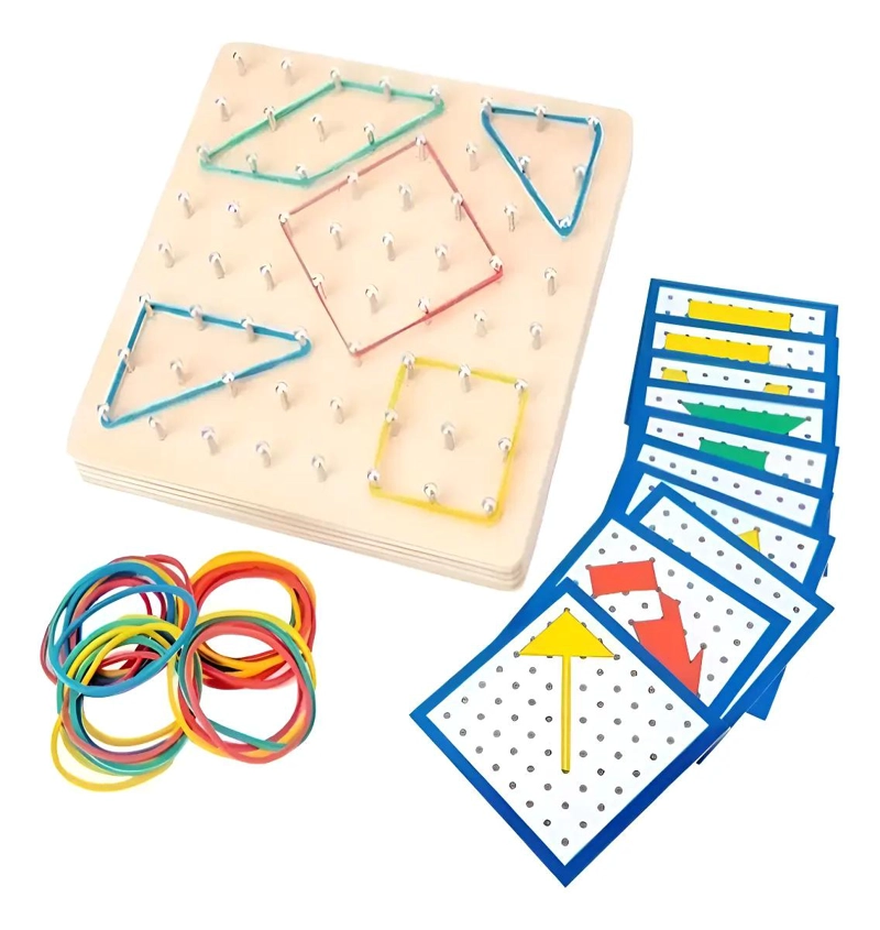 JUEGO DIDACTICO GEOPLANO CON TABLERO ISOME TRICO - 1