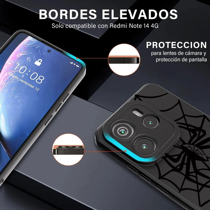 CARCASA NEGRA PARA XIAOMI REDMI NOTE 14 CON DIBUJOS - 2