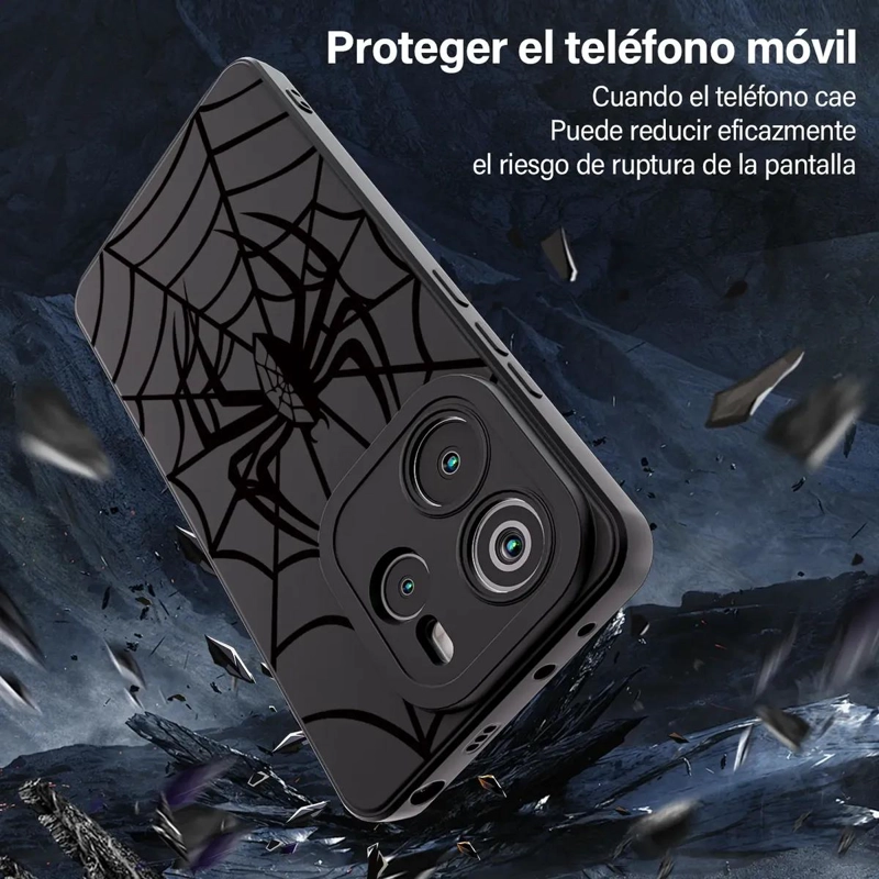 CARCASA NEGRA PARA XIAOMI REDMI NOTE 14 CON DIBUJOS - 4