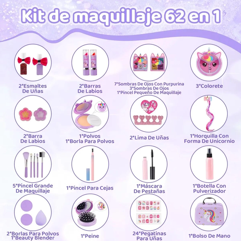 JUEGO DE JUGUETES DE MAQUILLAJE COSME TICO 62 PIEZAS - 2