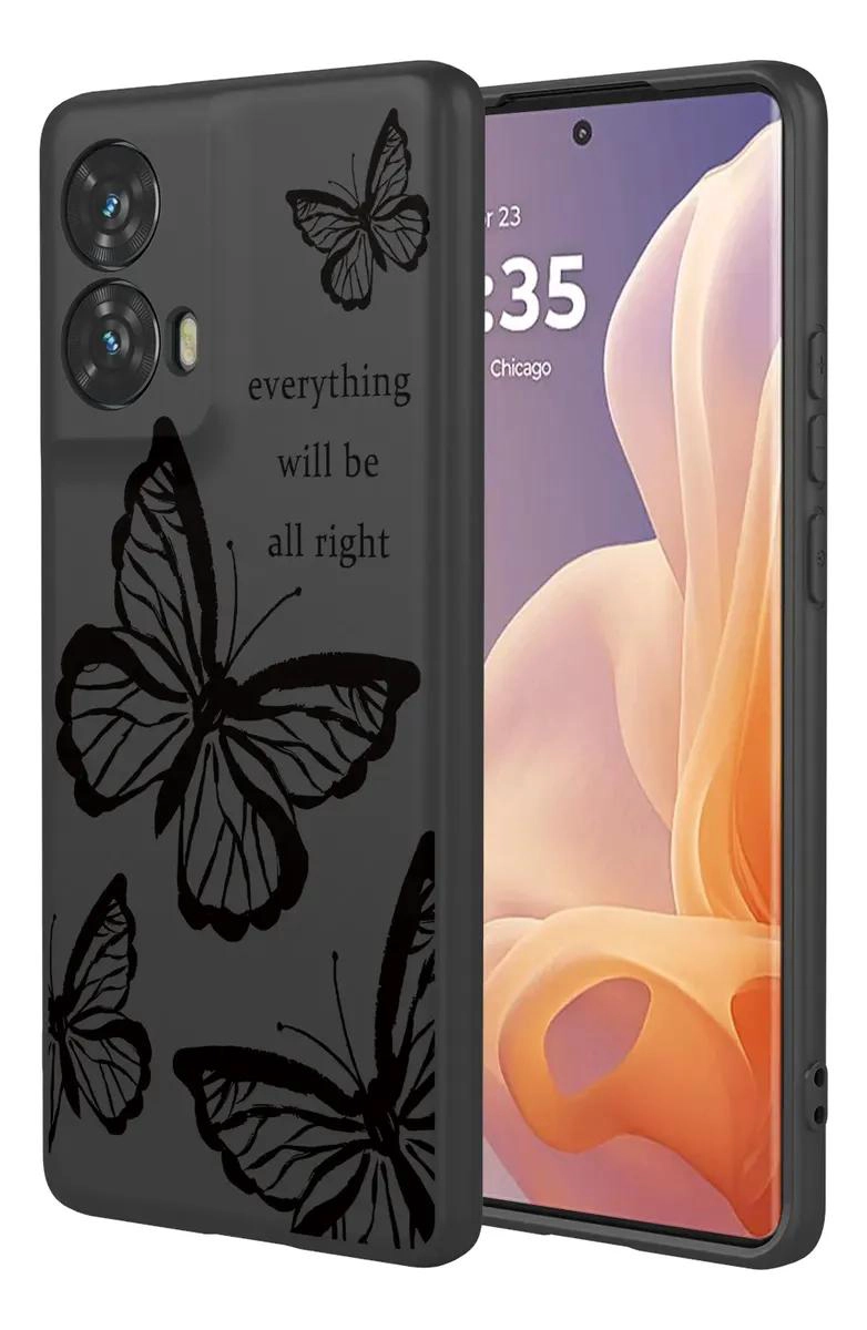 GENÉRICO FUNDA NEGRA PARA MOTO G85 CON DIBUJOS DE MARIPOSA