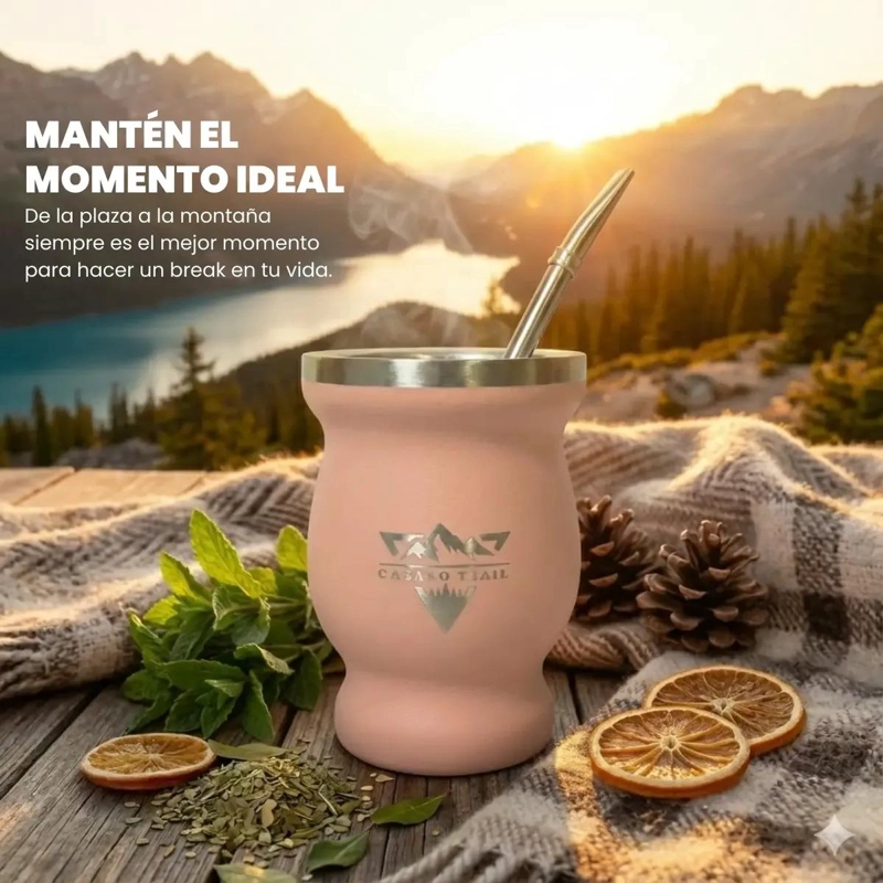 VASO TE RMICO 240 ML CON BOMBILLA ACERO ROSA MELON - 3