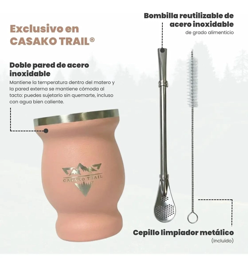 VASO TE RMICO 240 ML CON BOMBILLA ACERO ROSA MELON - 4