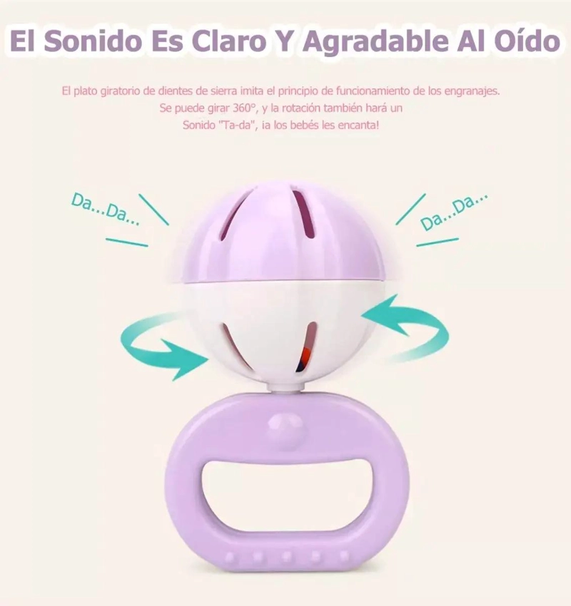 MORDEDORES DE SILICONA Y SONAJERO PARA BEBE - 5