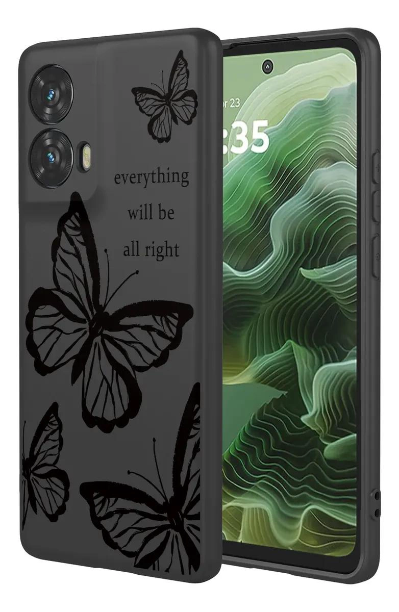 GENÉRICO FUNDA NEGRA PARA MOTO G35 CON DIBUJOS DE MARIPOSA