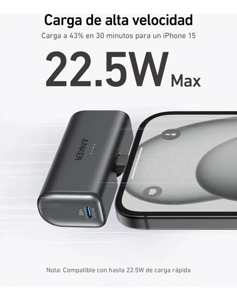 CARGADOR PORTATIL 5000MAH 22.5W BATERIA EXTERNA - 3