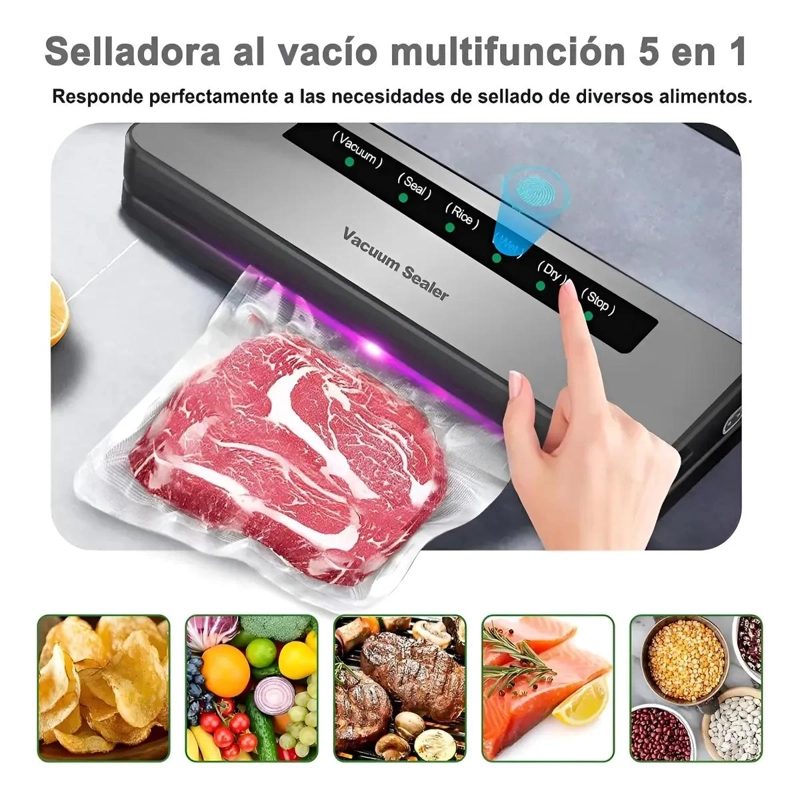 MAQUINA SELLADORA AL VACIO CON 5 MODOS Y BOLSAS - 2